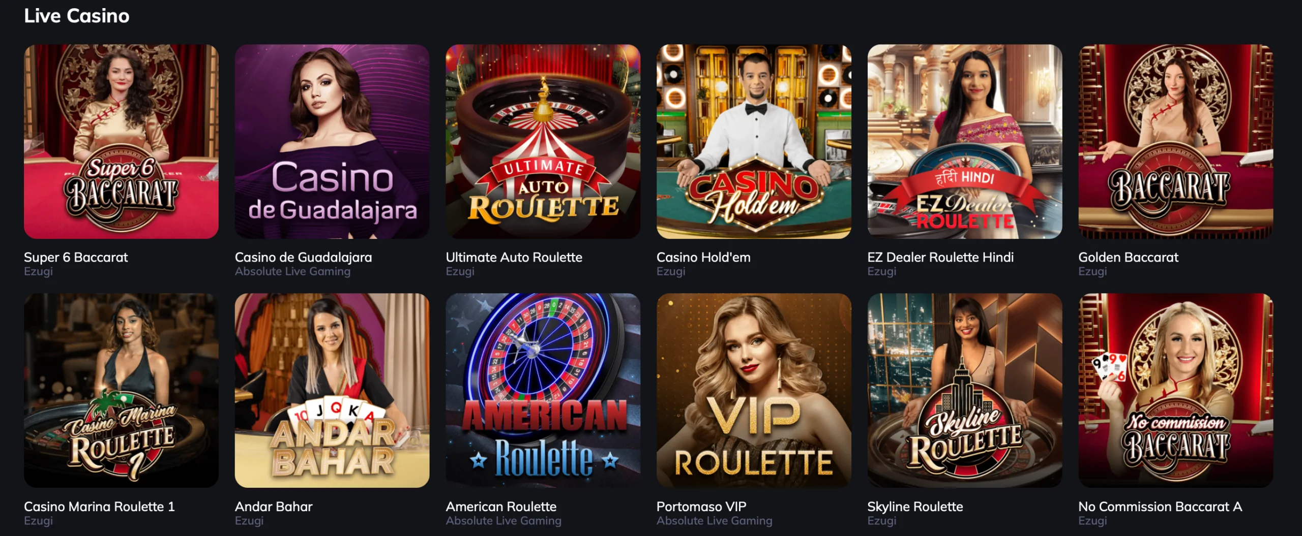 Spielen Sie Live-Casino-Spiele online